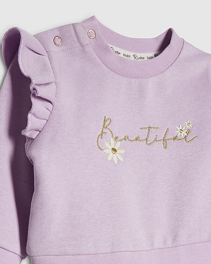 Baby Girls Purple Beautiful Sweatshirt Set