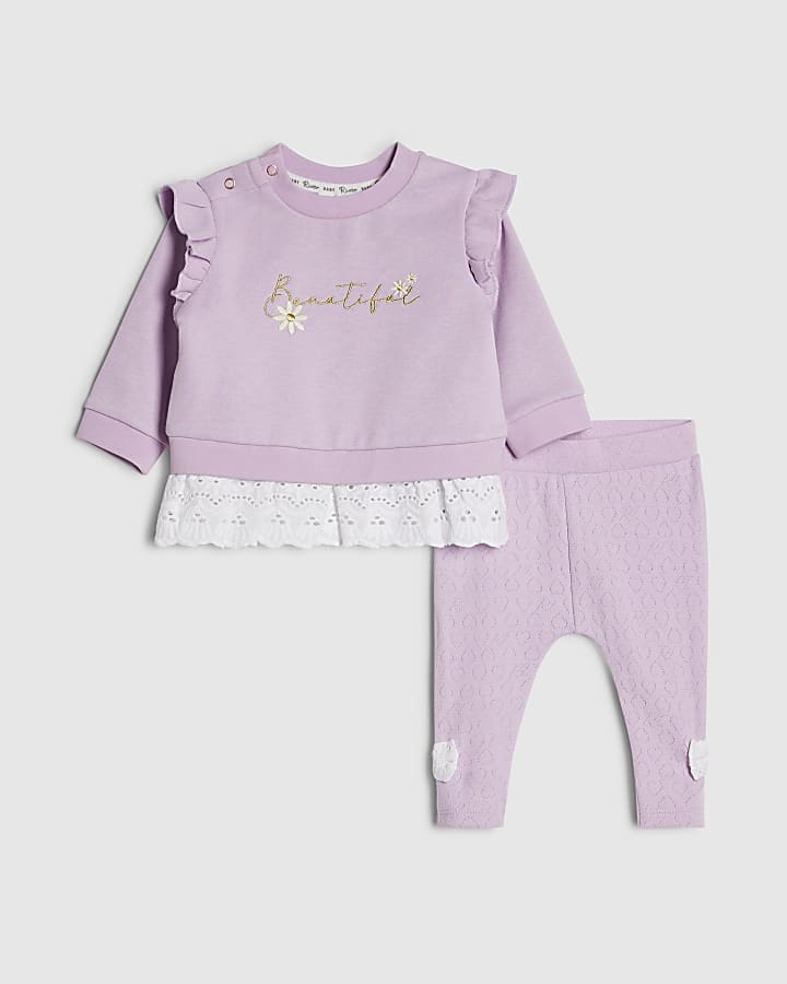 Baby Girls Purple Beautiful Sweatshirt Set