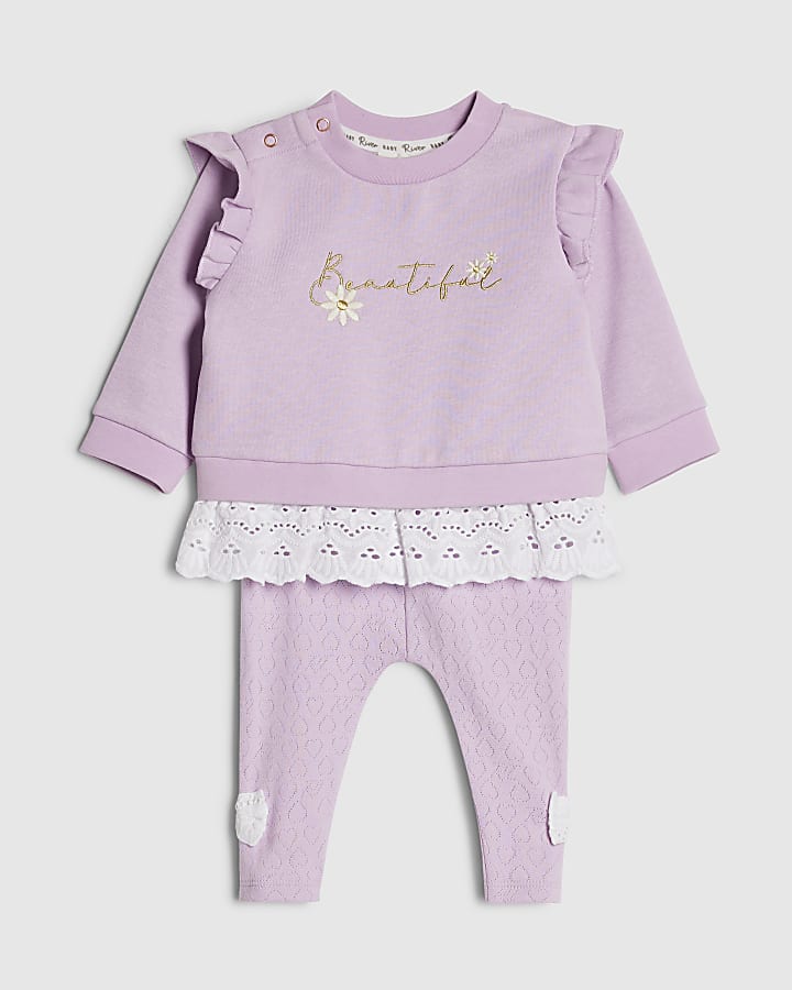 Baby Girls Purple Beautiful Sweatshirt Set