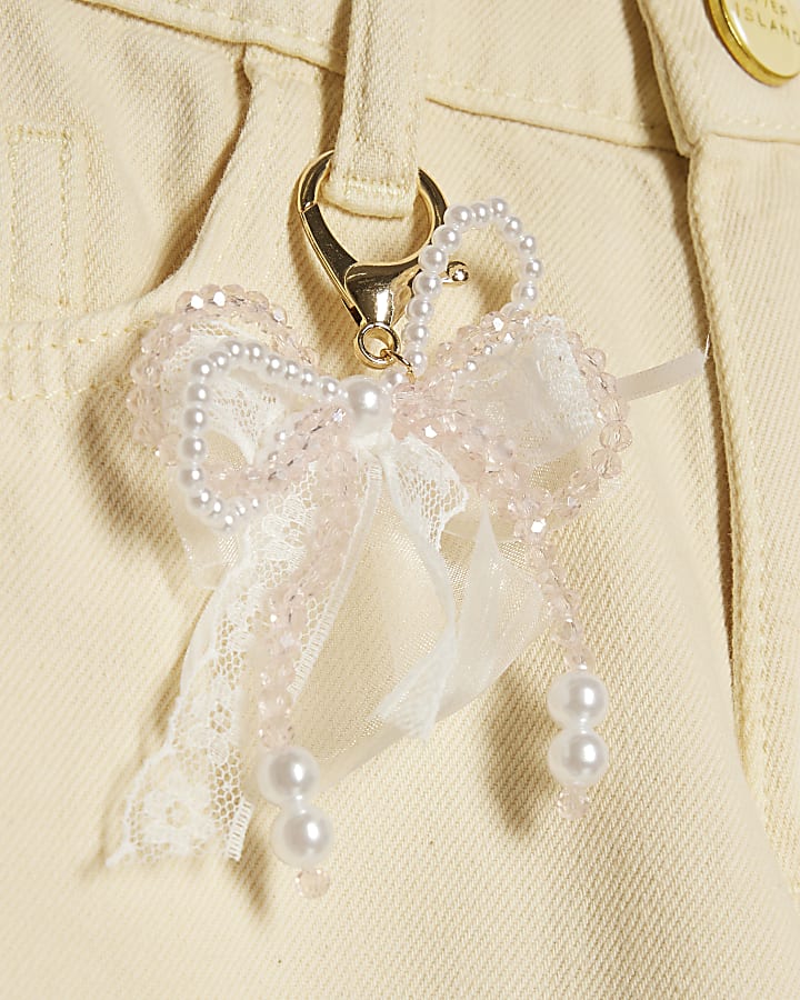 Girls Yellow Lace Wide Leg Jeans With Keyring