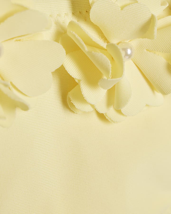 Girls Yellow 3D Flower Bikini Set