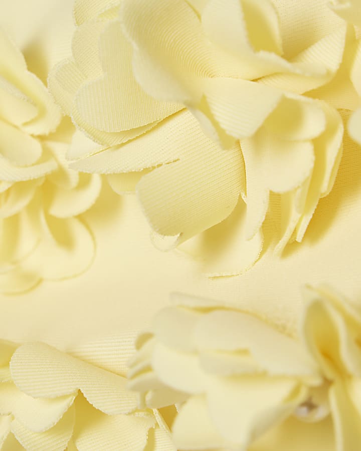 Girls Yellow 3D Flower Bikini Set