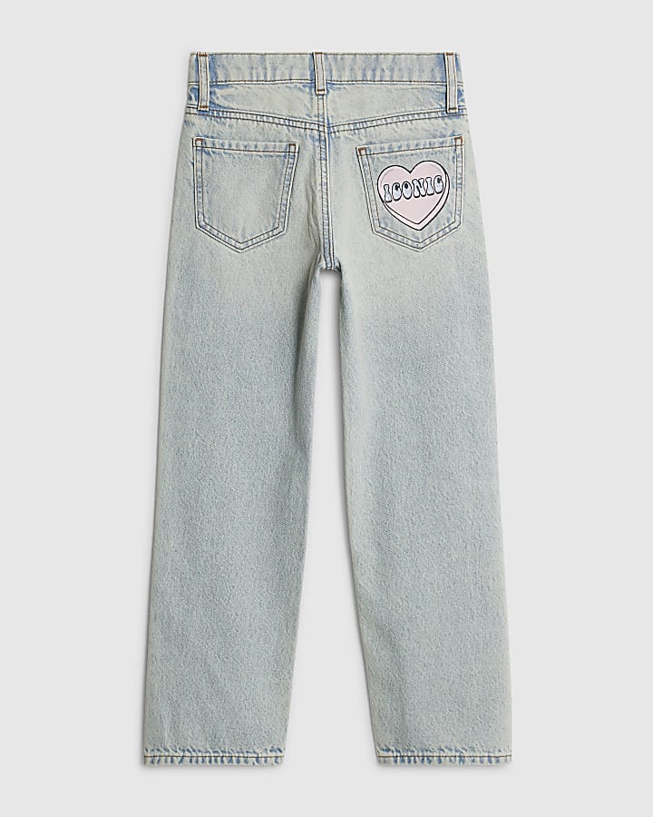 Girls Love Heart Graffiti Straight Jeans
