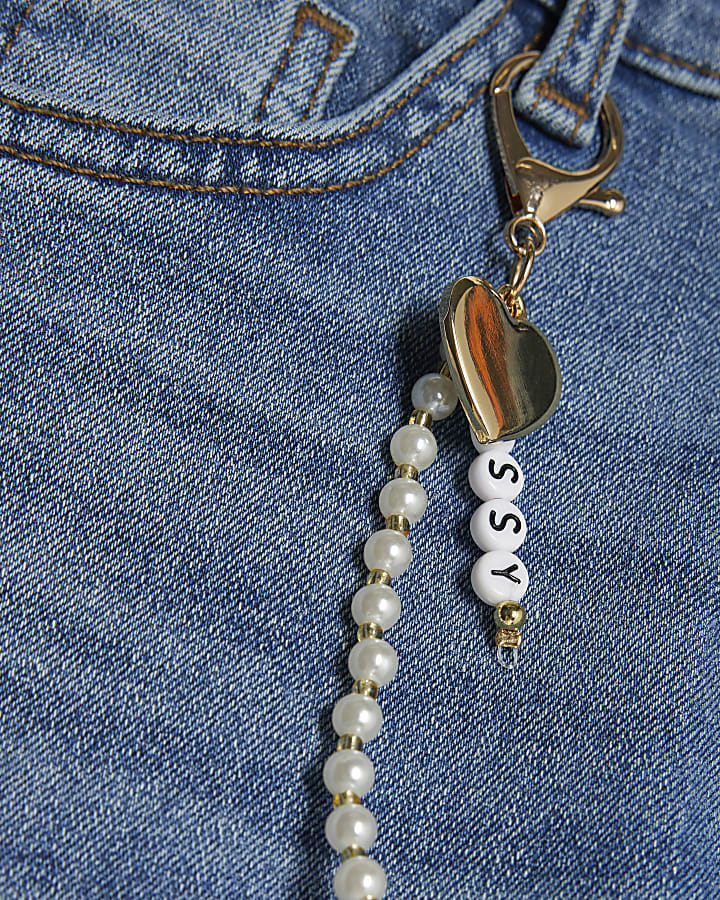 Girls Blue Flared Keyring Jeans