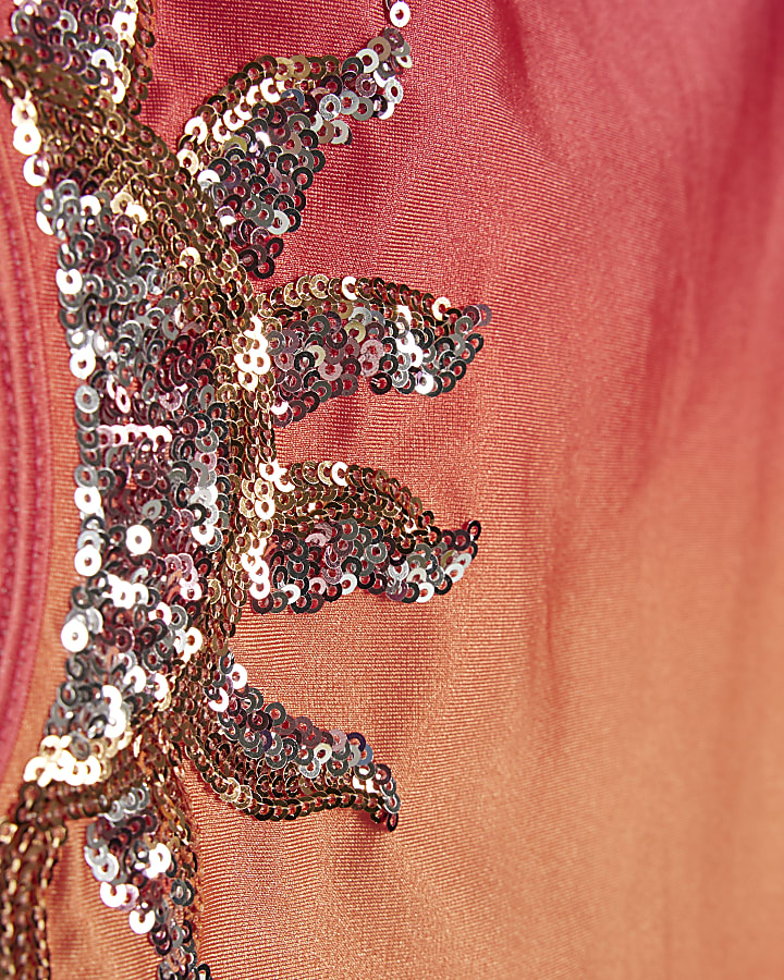 Girls Orange Ombre Sequin Sun Swimsuit