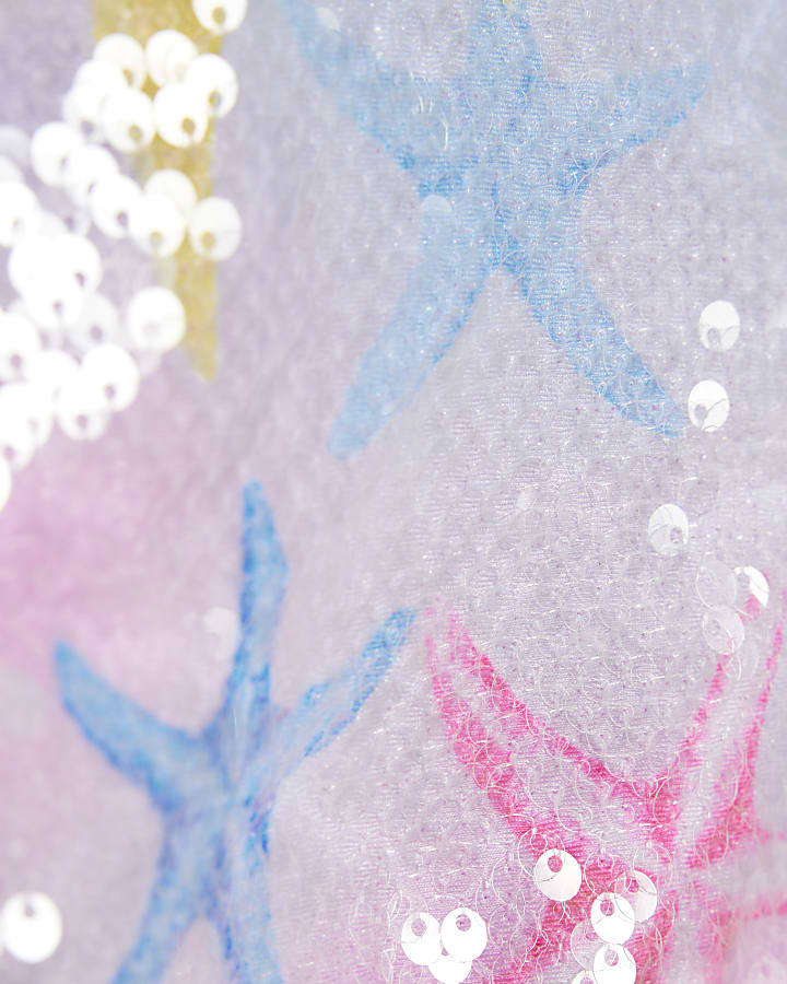 Girls Blue Sequin Starfish Bikini Set