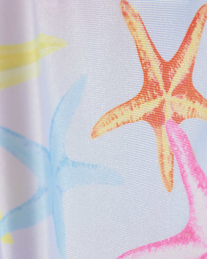 Girls Blue Sequin Starfish Bikini Set