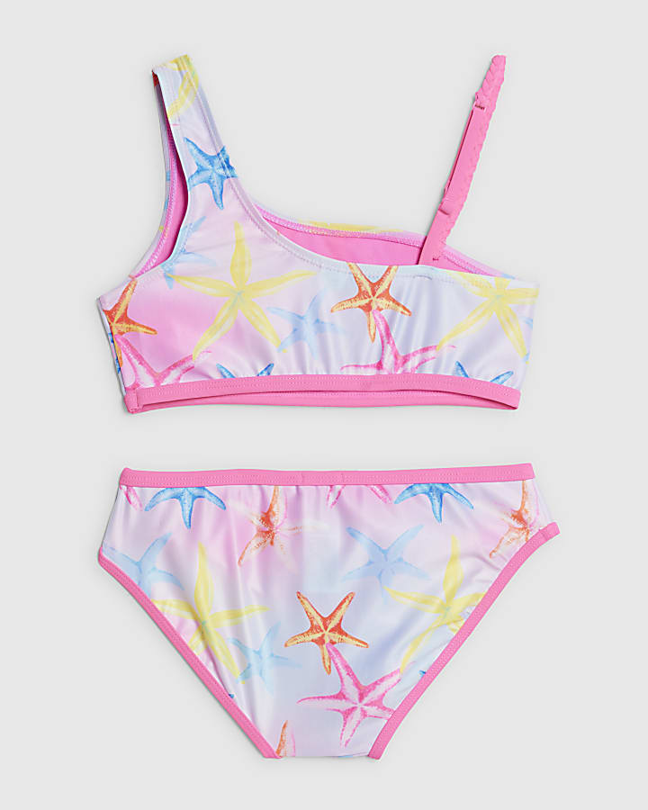 Girls Blue Sequin Starfish Bikini Set
