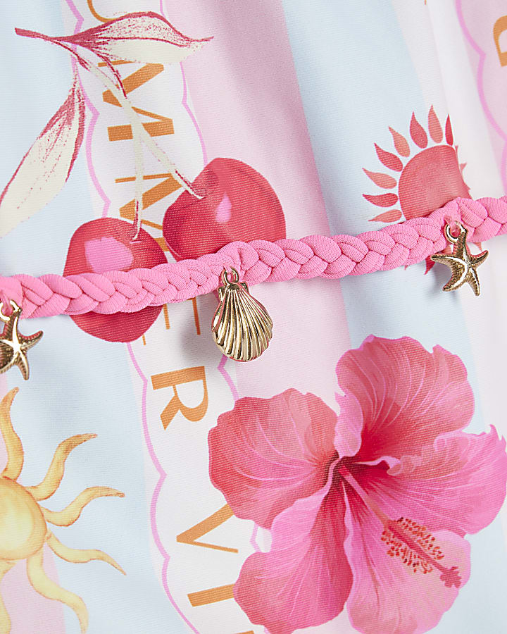 Girls Blue Stripe La Mer Swimsuit