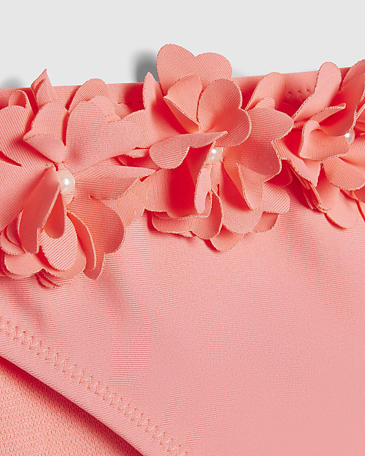 Girls Pink 3D Flower Bikini Set