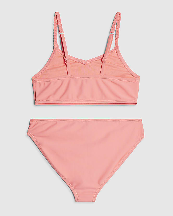 Girls Pink 3D Flower Bikini Set