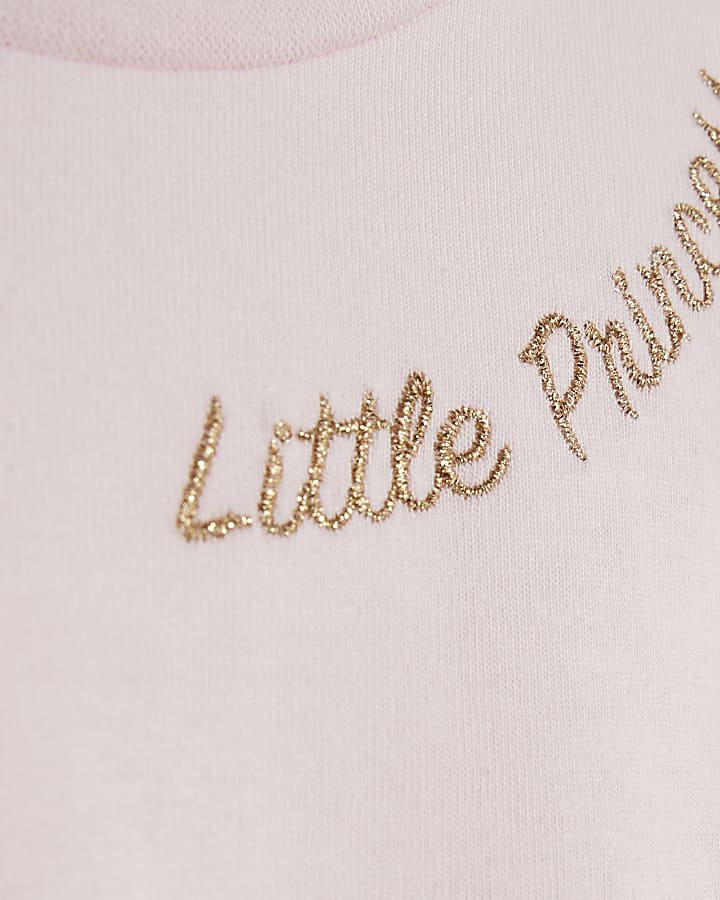 Mini Girls Pink Frill Sleeve Sequin Short Set