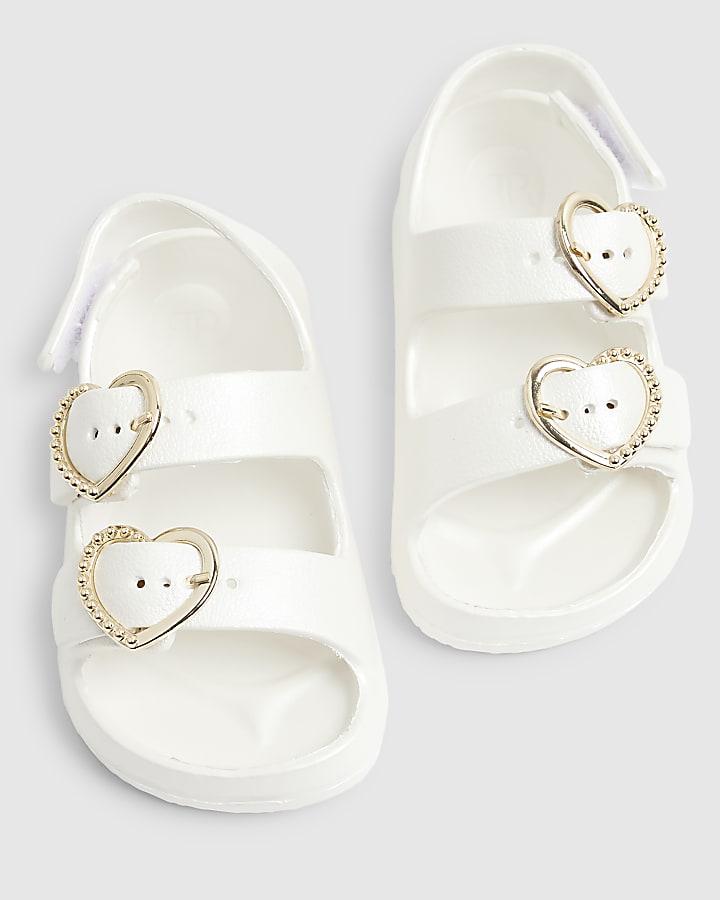Mini Girls White Double Strap Moulded Sandals