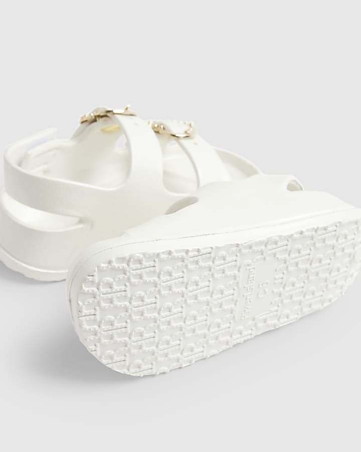 Mini Girls White Double Strap Moulded Sandals