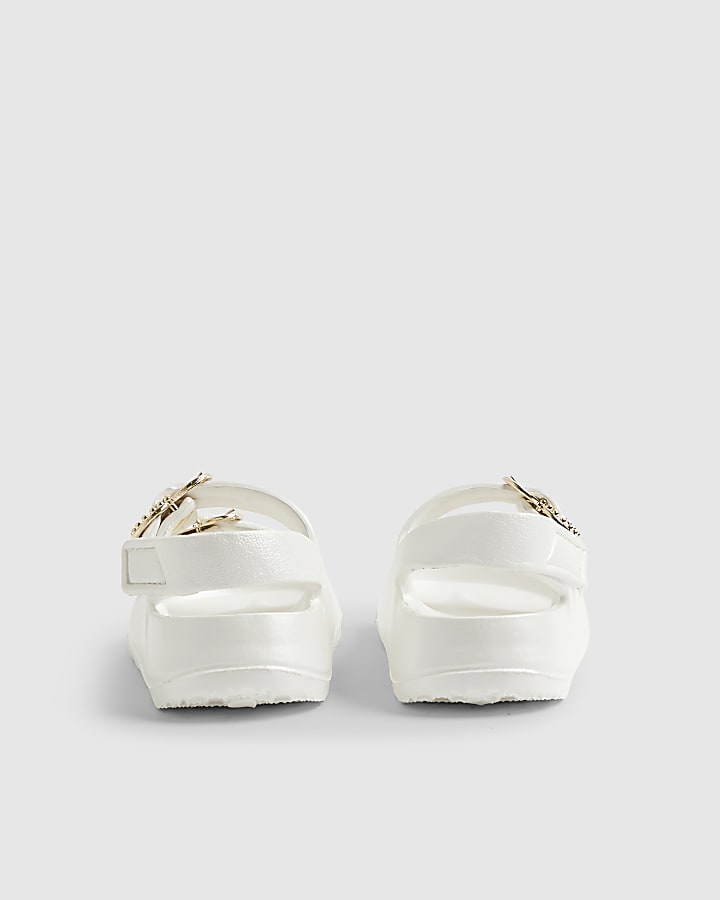 Mini Girls White Double Strap Moulded Sandals