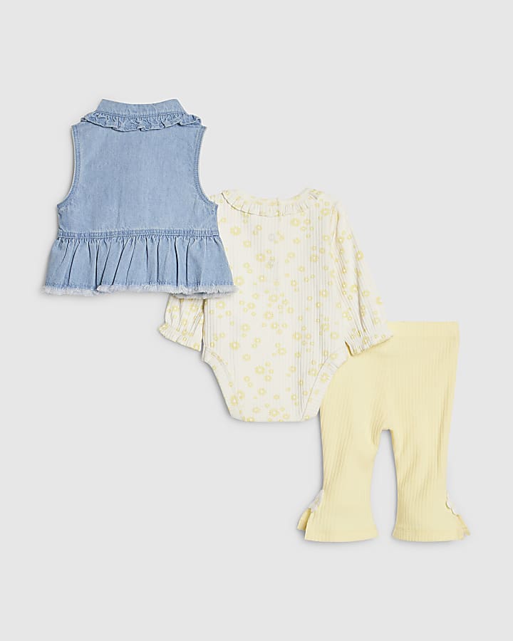 Baby Girls Blue Daisy Gilet Set
