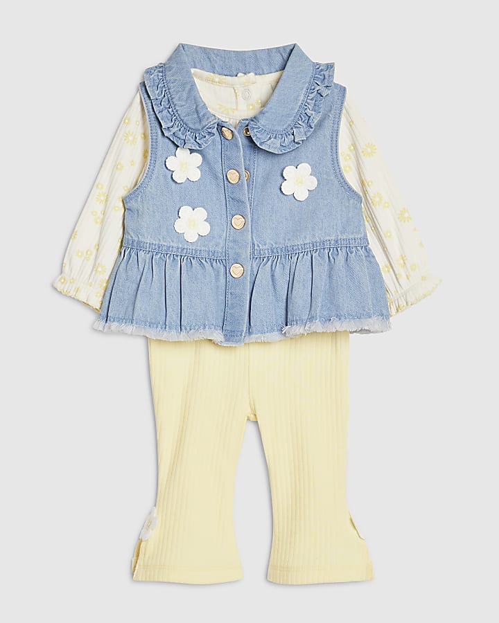 Baby Girls Blue Daisy Gilet Set