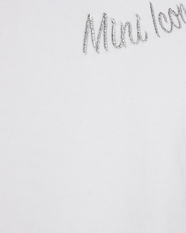 Mini Girls White Frill Sequin Skort Set