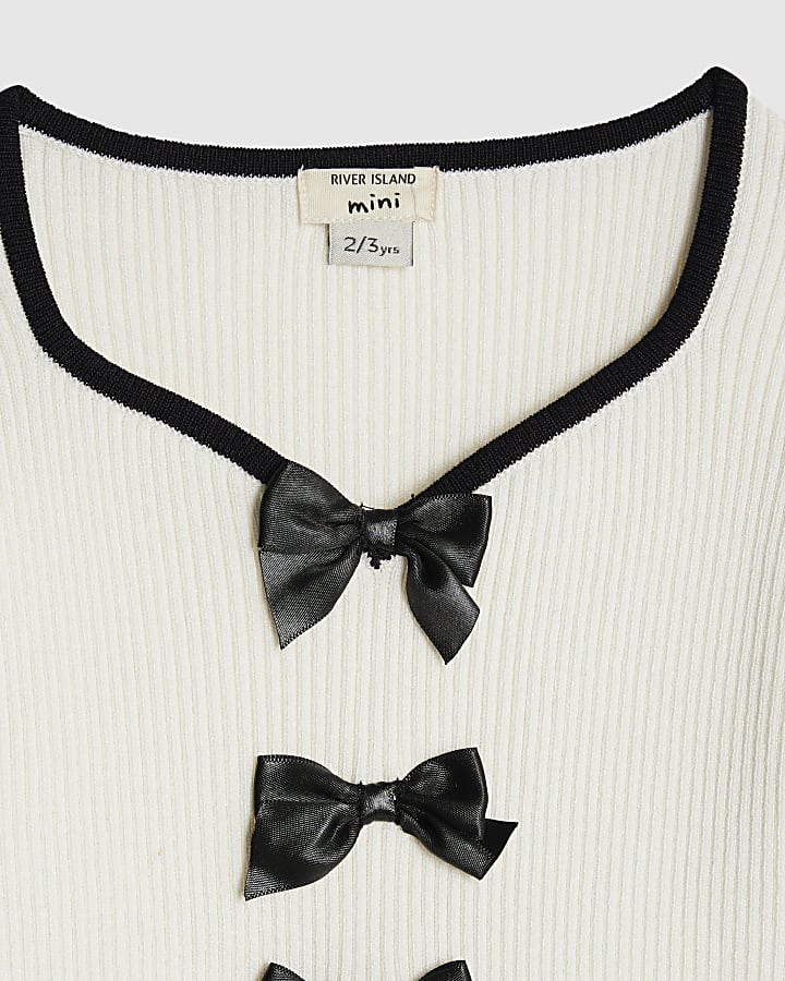 Mini Girls Cream Bow Trousers Set