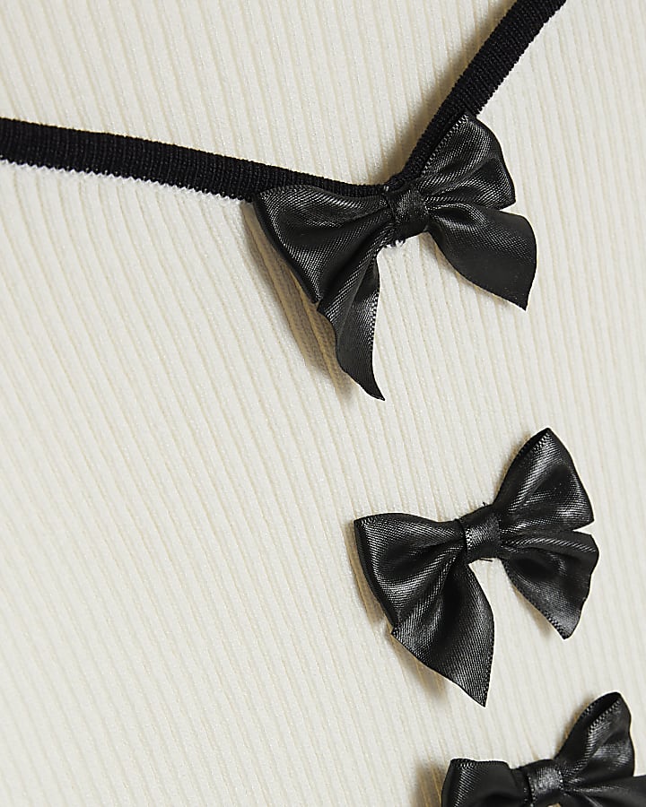 Girls Cream Bow Trouser Set