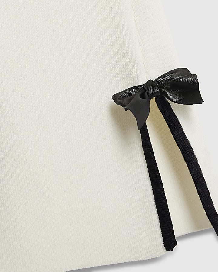 Girls Cream Bow Trouser Set