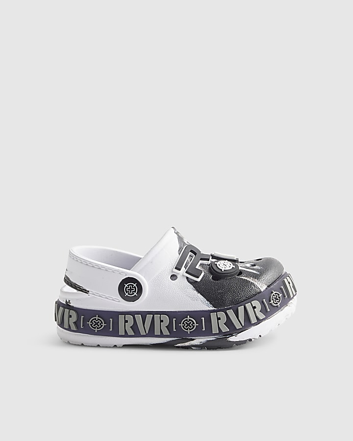 Mini Boys White Tie Dye Light Up Clogs