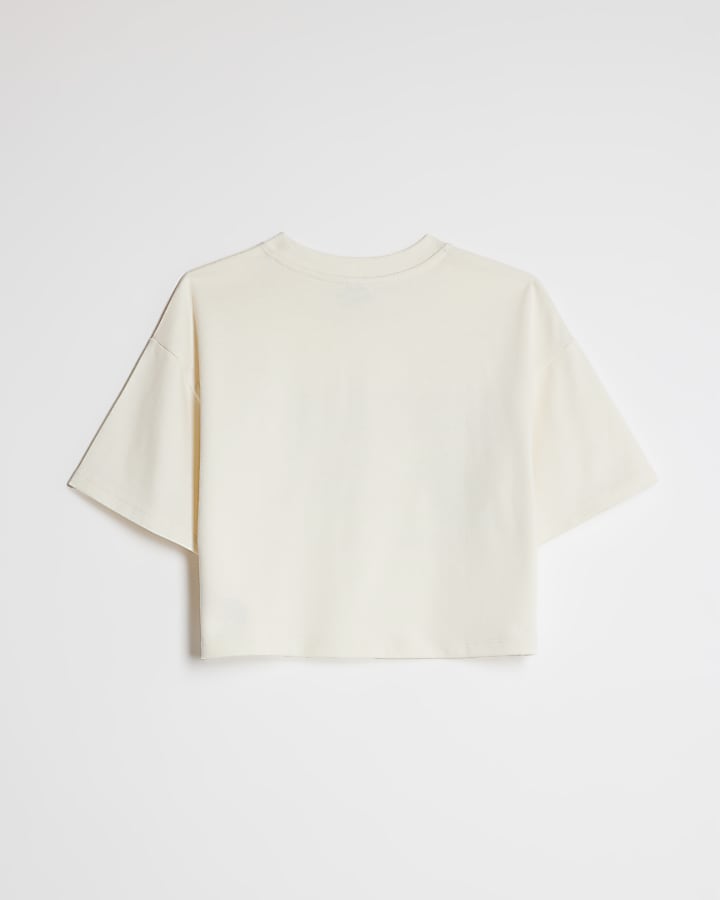 Girls Cream Embellished Iconic Era T-Shirt