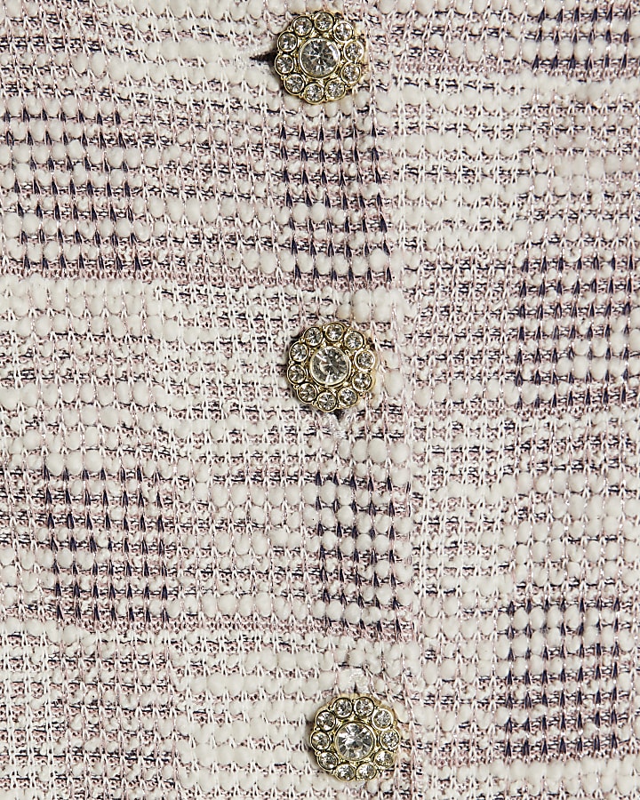 Girls Pink Check Boucle Waistcoat Set