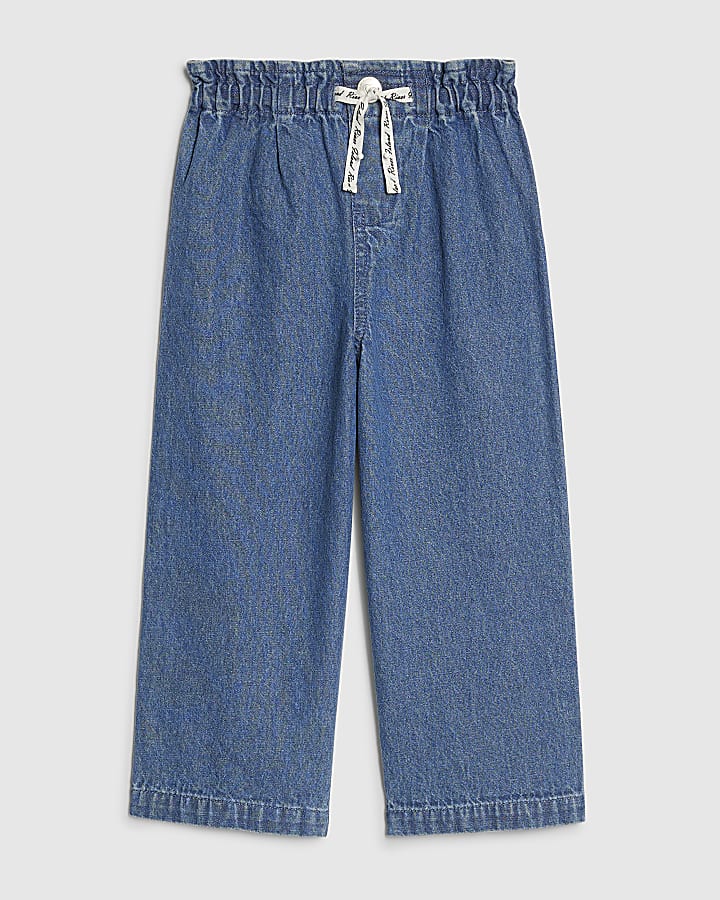 Mini Girls Blue Wide Leg Jeans