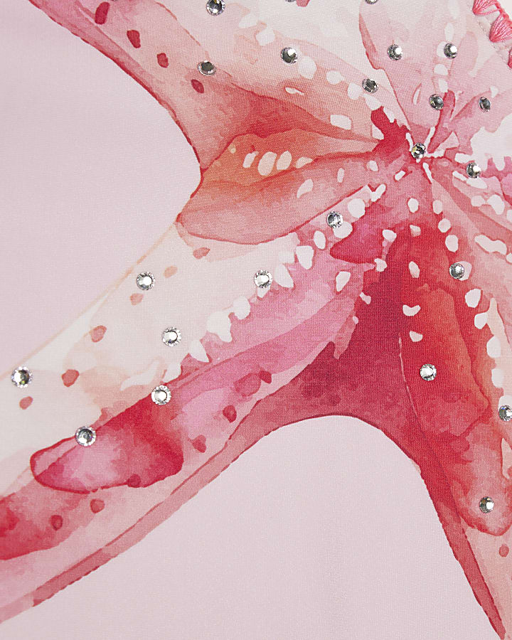 Girls Pink Starfish Swimsuit Set