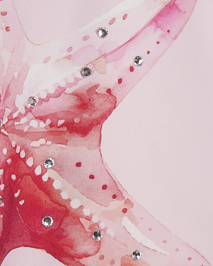 Girls Pink Starfish Swimsuit Set