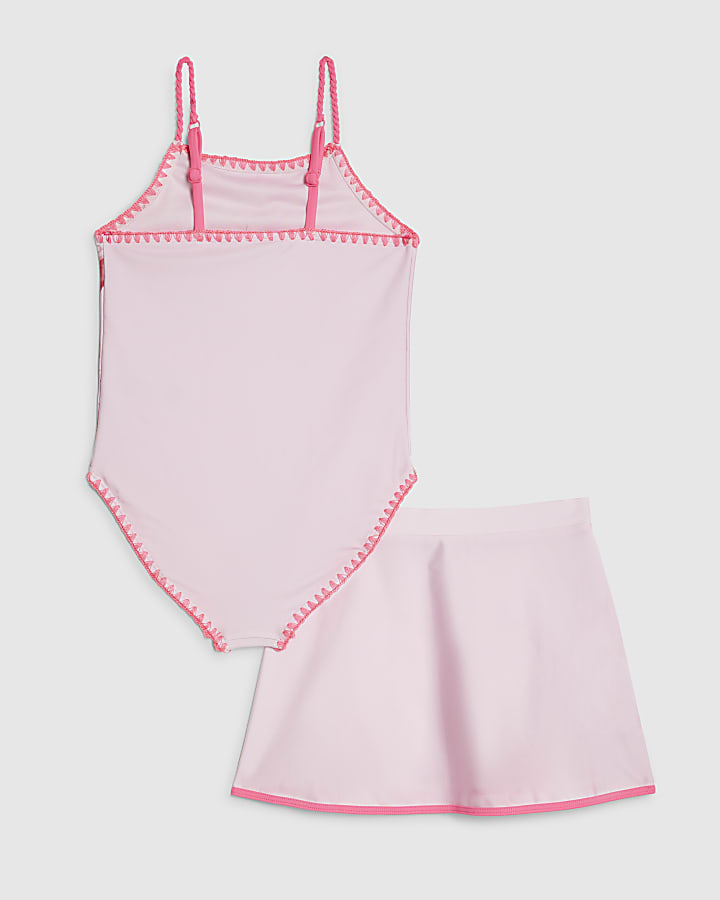 Girls Pink Starfish Swimsuit Set