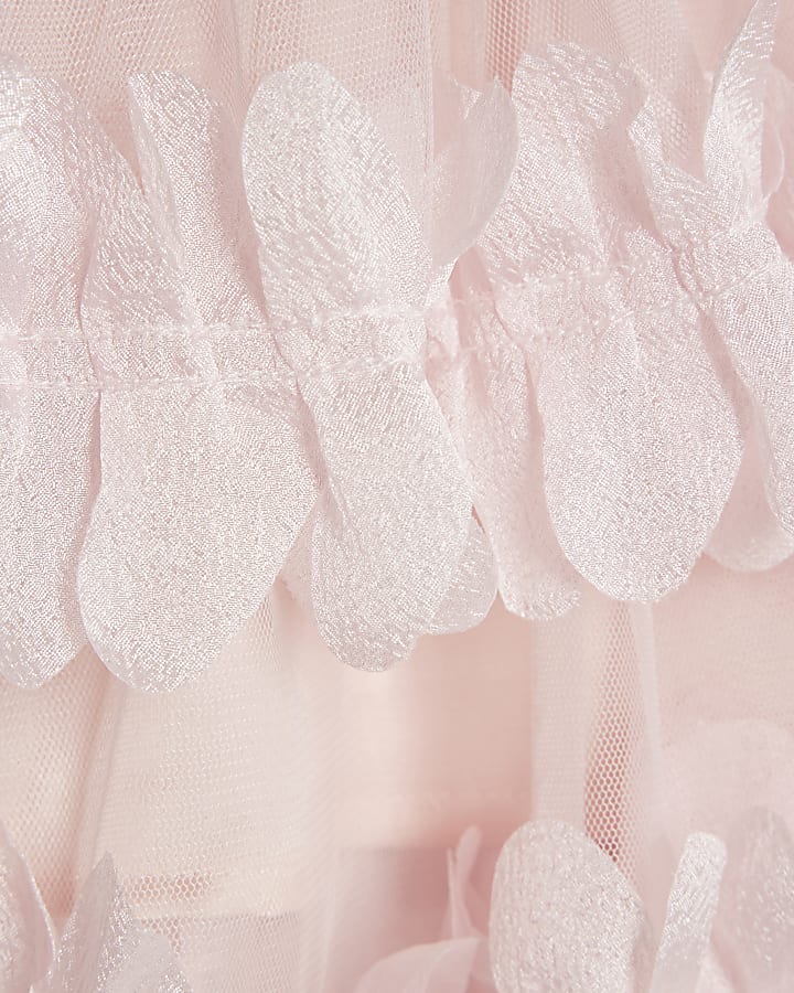 Mini Girls Pink Tiered Tulle Dress