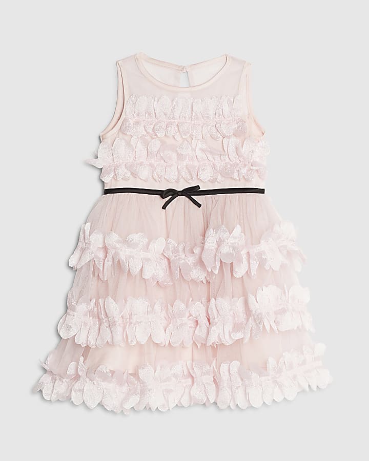 Mini Girls Pink Tiered Tulle Dress