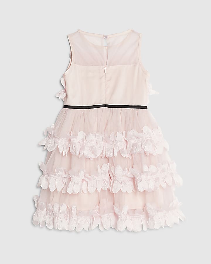 Mini Girls Pink Tiered Tulle Dress