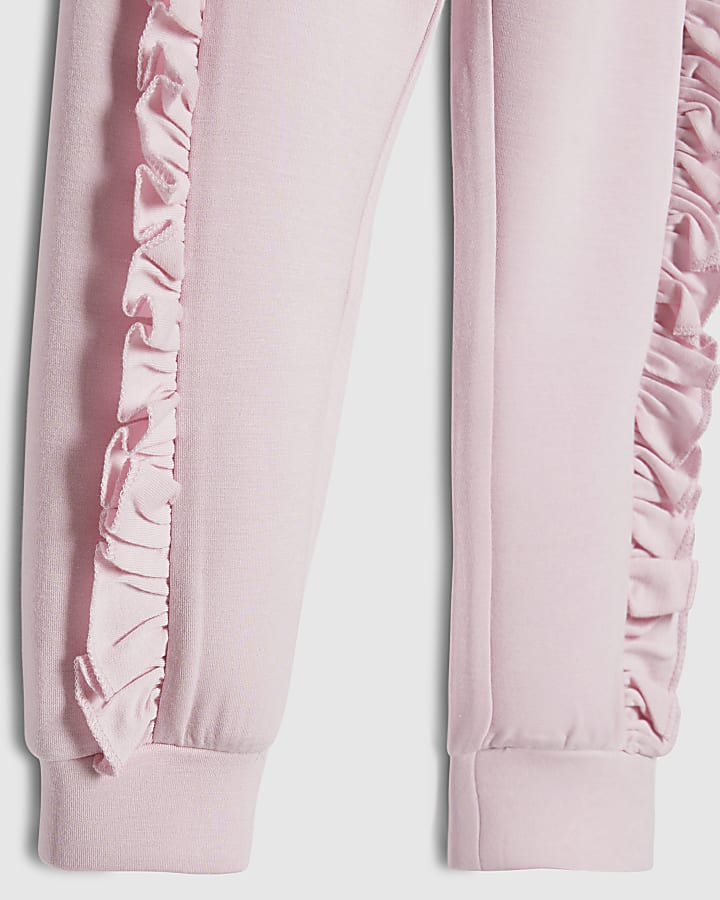 Mini Girls Pink Frill Sweatshirt Set