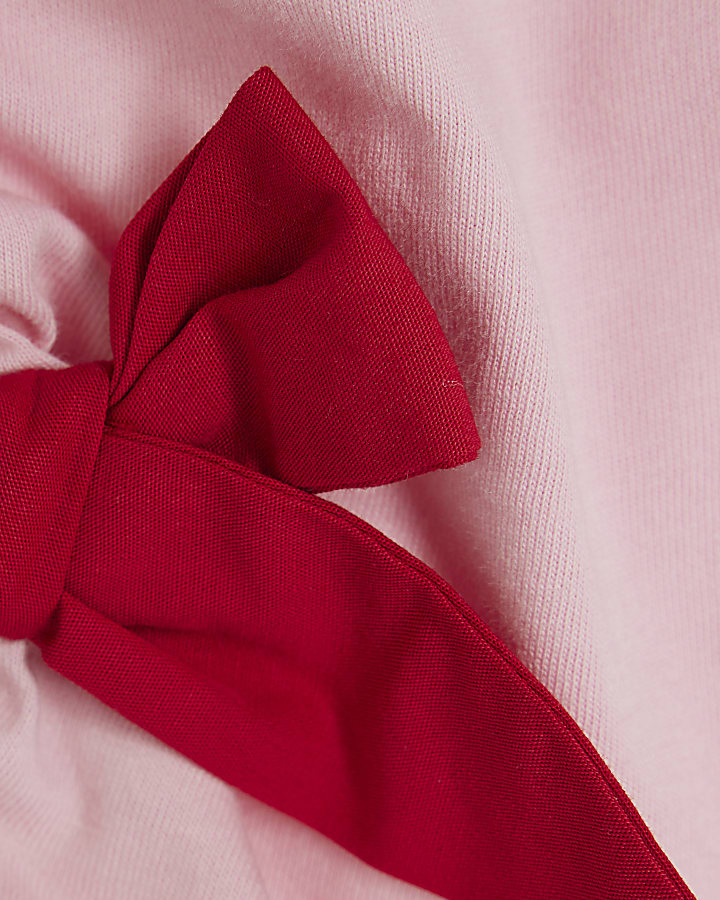 Girls Pink side Bow T-shirt