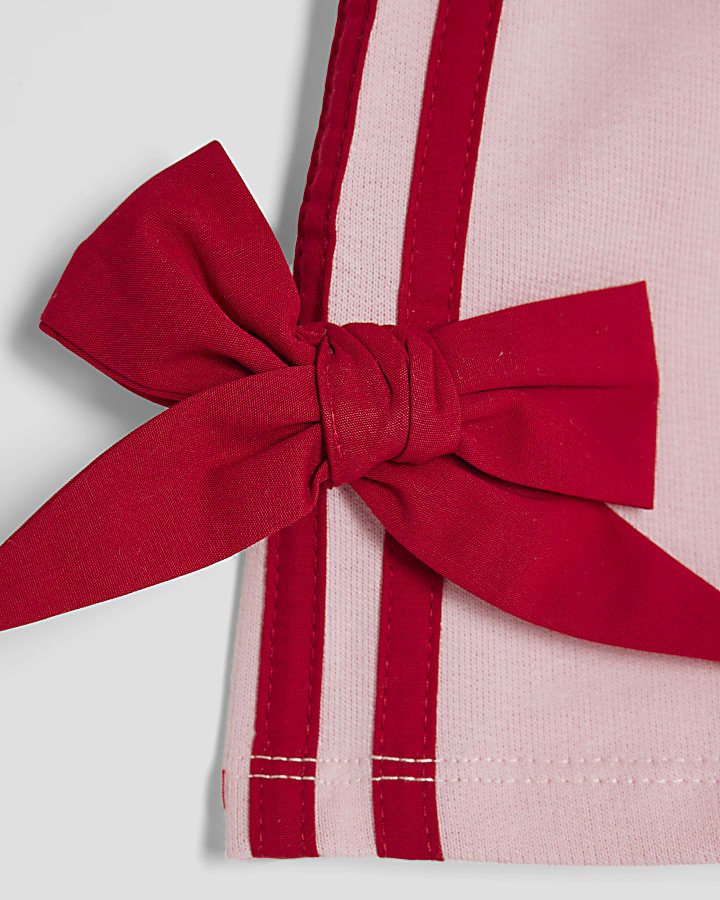 Girls Pink Bow Runner Shorts