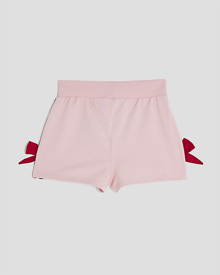 Girls Pink Bow Runner Shorts