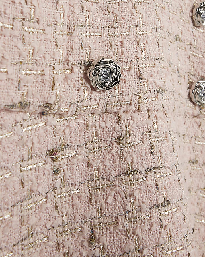 Girls Pink Boucle Pinafore Shirt Dress