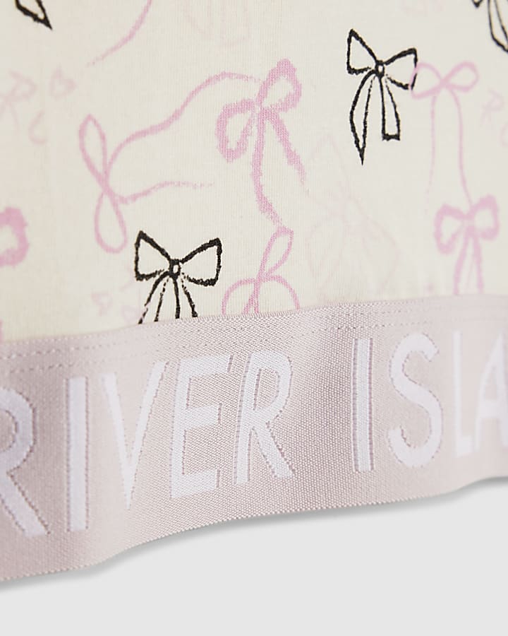 Girls Pink Bow Print RI Waistband Top