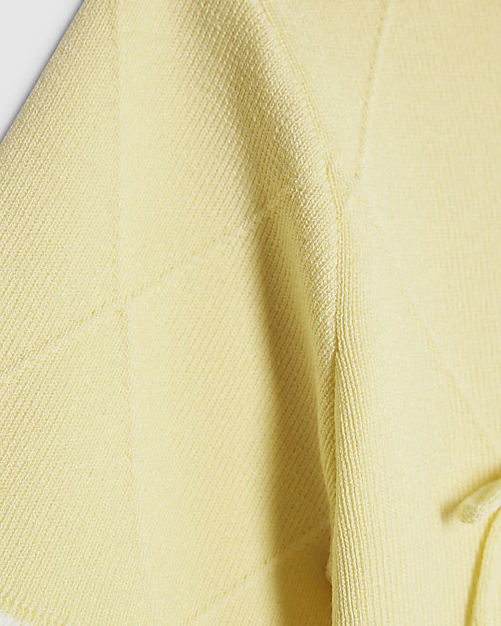 Girls Yellow Rose Bow Diamante Top