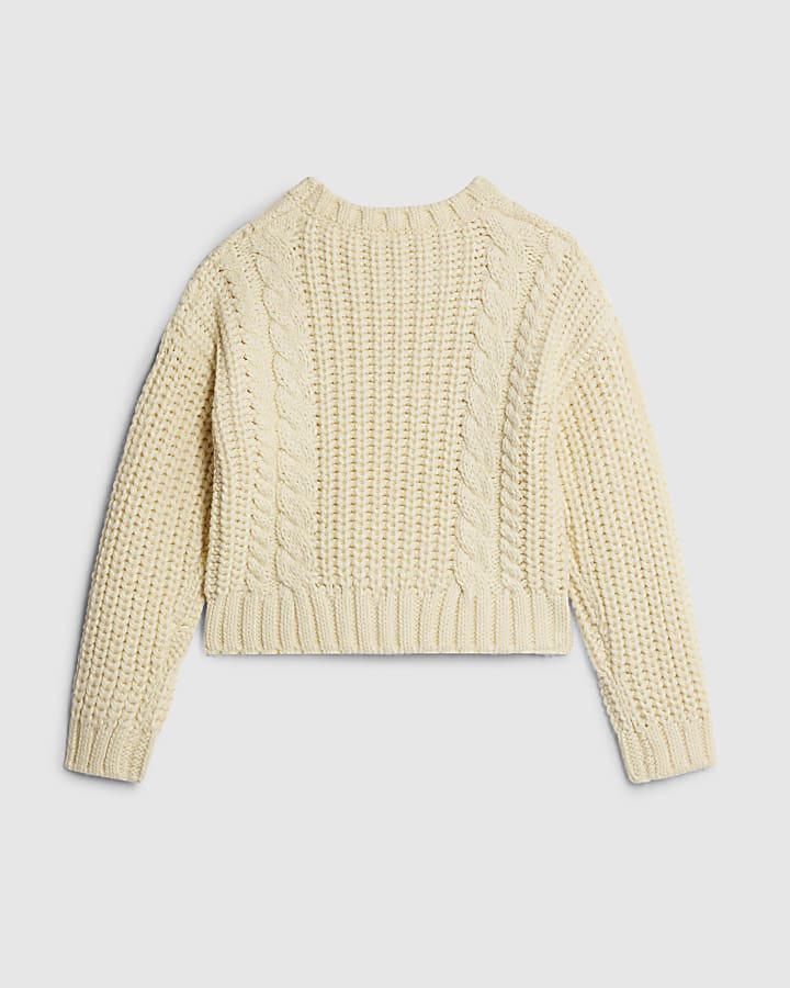 Girls Yellow Knitted Flower Jumper With Bag