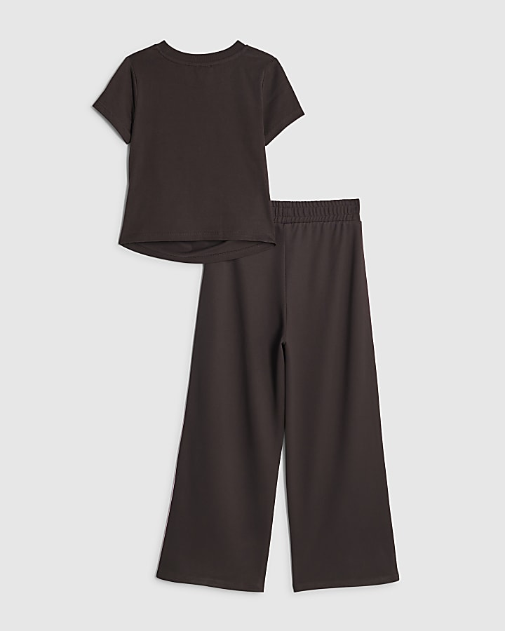 Girls Brown Fierce Smile Tracksuit Set