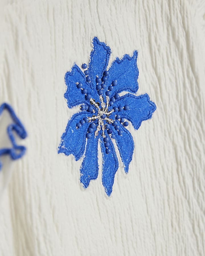 Girls Blue Tropical Print Parrot Shirt Set