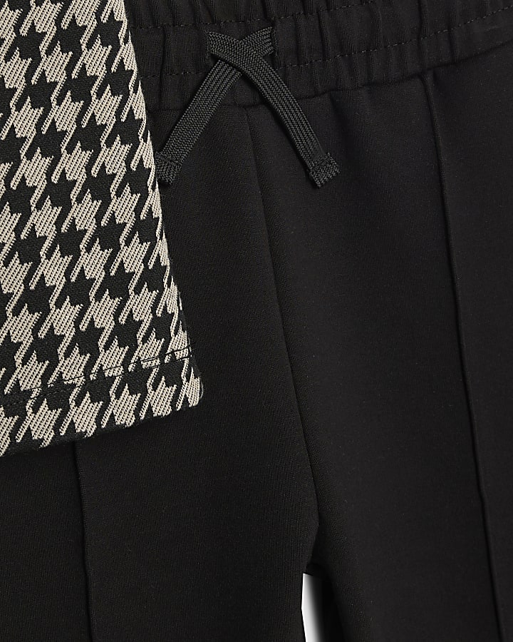 Boys Black Dogtooth Polo Shirt Set