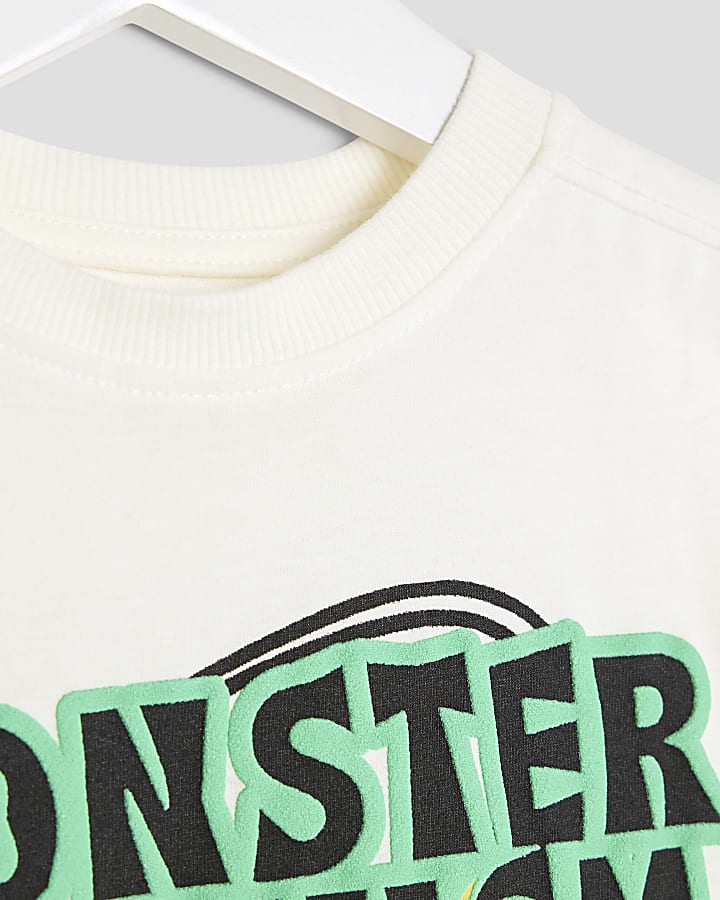 Mini Boys Cream Monster Truck T-Shirt