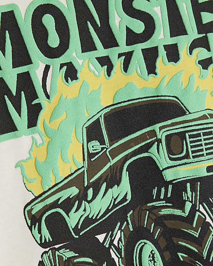 Mini Boys Cream Monster Truck T-Shirt