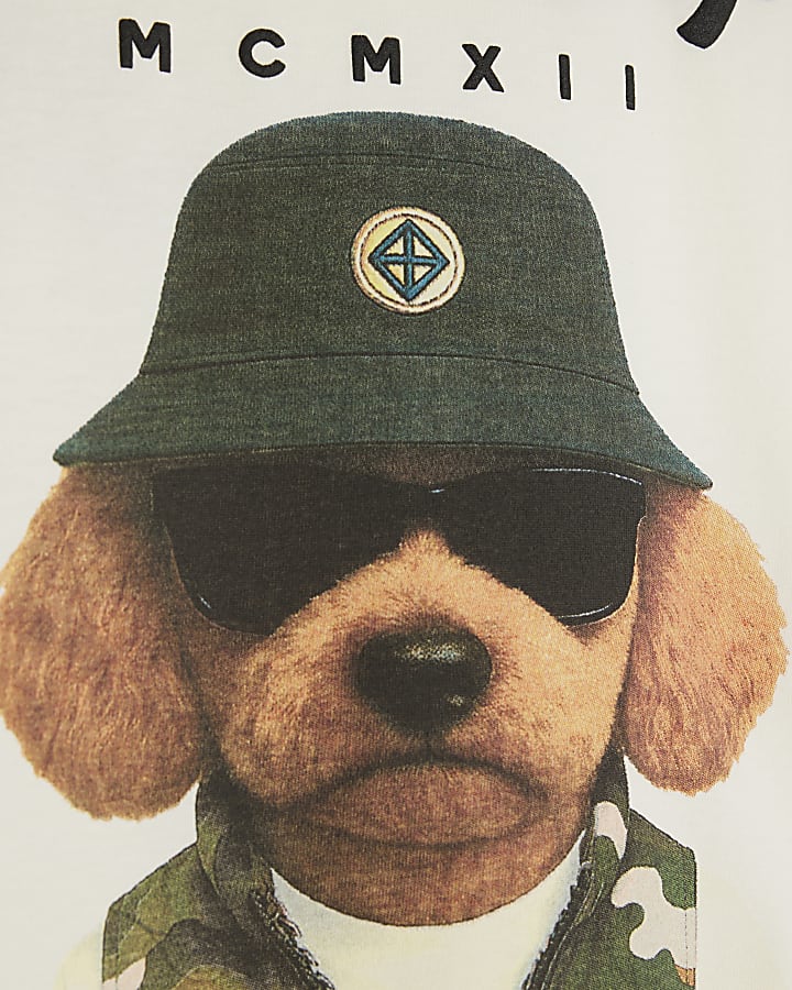 Boys Cream Cool Dog T-Shirt
