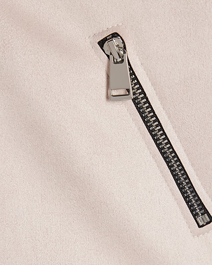 Mini Girls Pink Faux Suede Biker Jacket